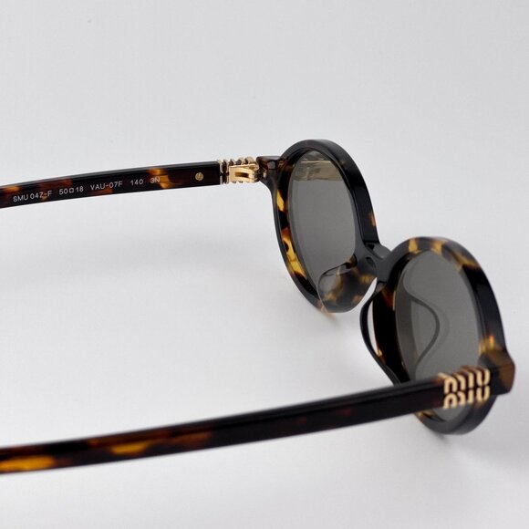 Miu Miu REGARD MU04ZSF Sunglasses – Havana Oval Grey Mirror Silver | Model VAU07 - Picture 8 of 11